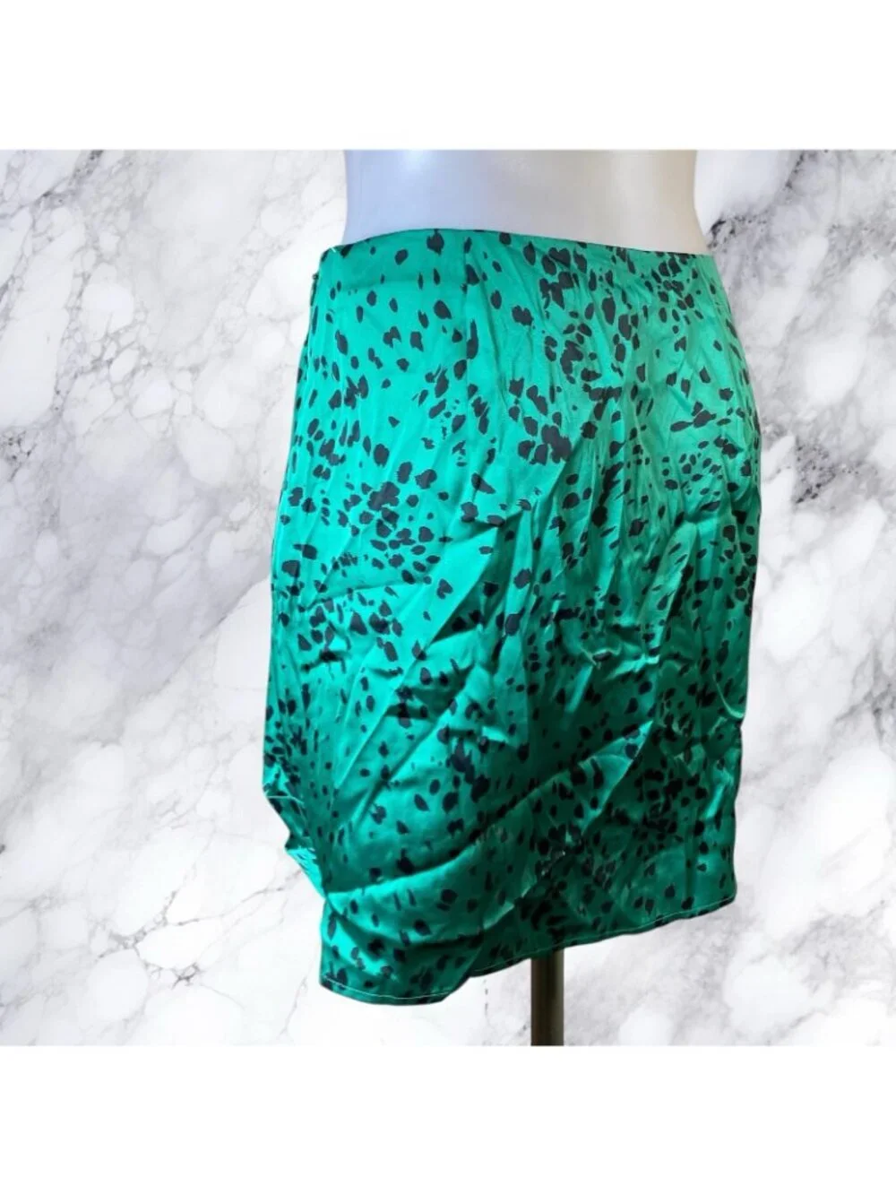 L'Academie The Jenny Mini Skirt in Jade Dalmatian